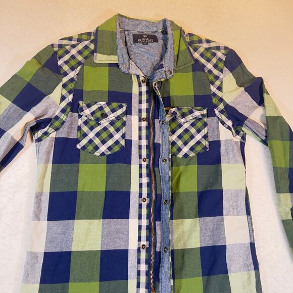 Buffalo David Bitton Onyx Snap Button & Full Zip Shirt Sz S Blue Pocket Western - Picture 3 of 14